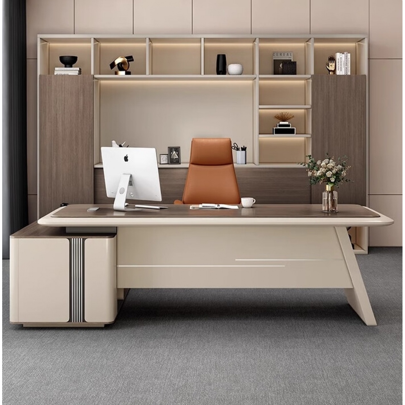 舒升老板办公桌椅组合简约现代总裁主管经理桌桌大班台办公室单人桌子 1.8米*0.8米