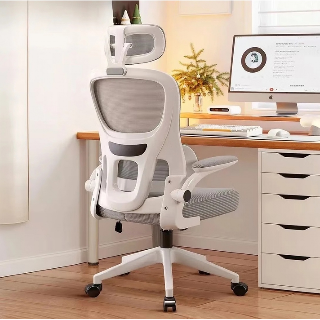 人体工学椅子护腰电脑椅家用舒服久坐靠背椅电竞椅学习办公椅座椅 雅灰色【悬浮腰托+头枕】乳胶款